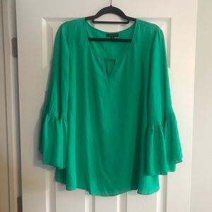 Lane Bryant green bell sleeve blouse 18/20